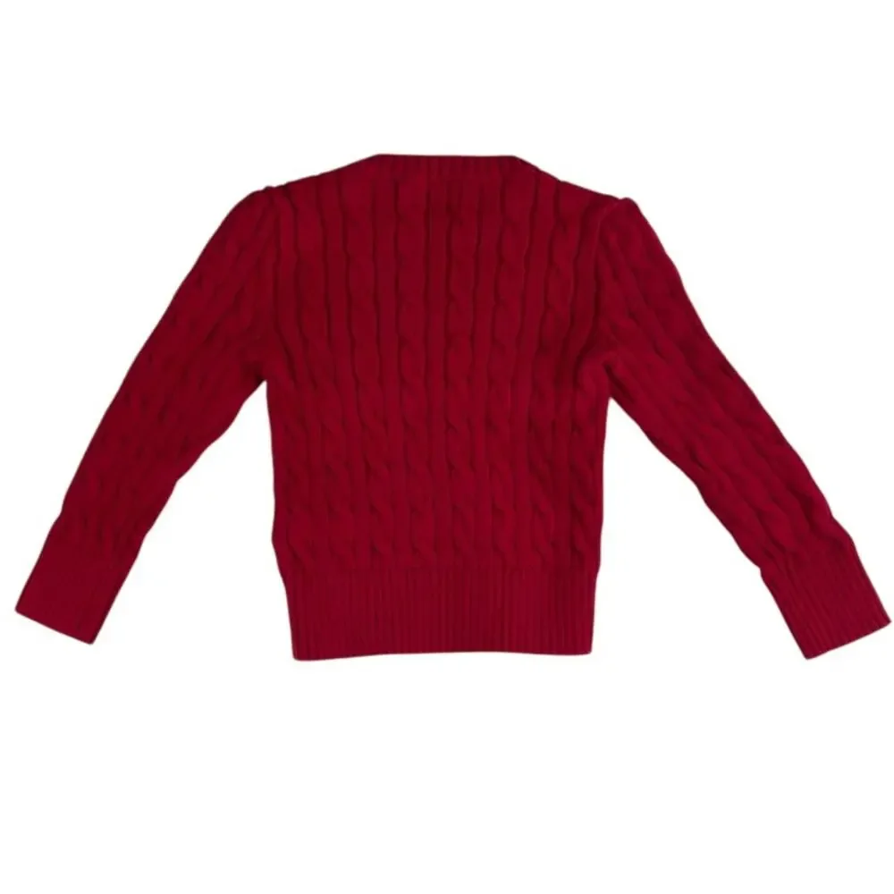 Polo Ralph Lauren Boys 3T Pullover, Red Cable-Knit Sweater - Picture 3 of 7